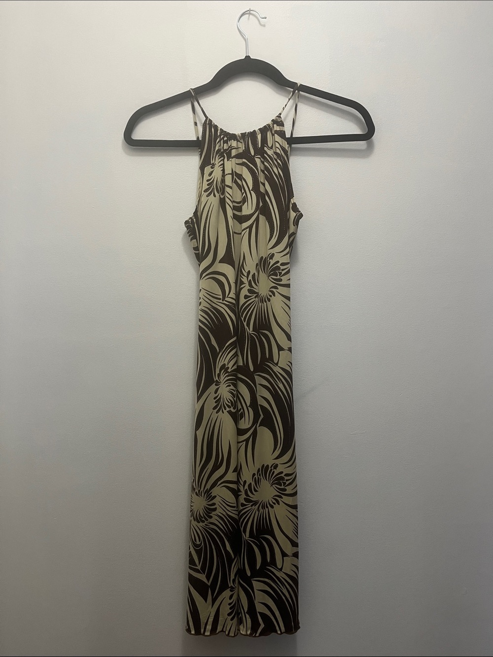 San Joy Brown and Cream Floral Midi Dress
